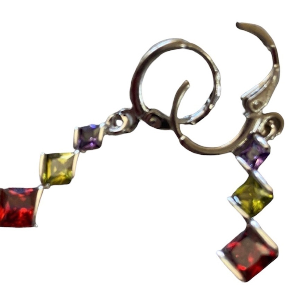 Sterling Silver Gemstone Peridot Geometric Earrings